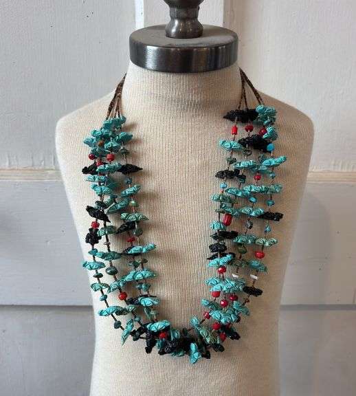 Four strand heishi and fetish necklace 113 g total weight image