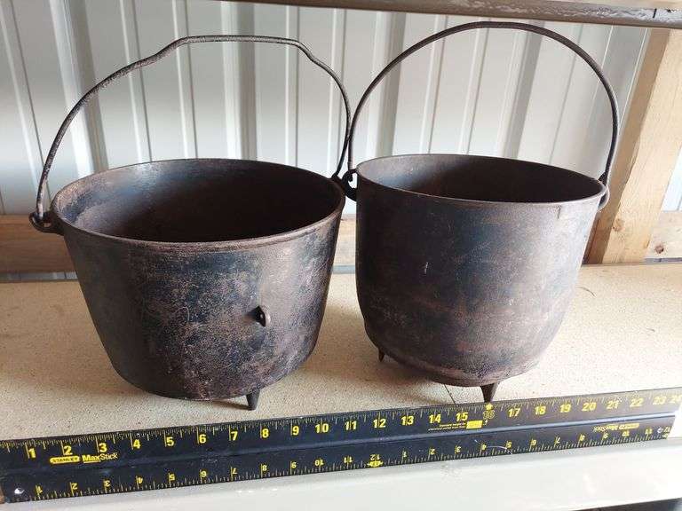 2 Cast Iron Cauldron Pots image