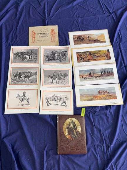 Time Life “The Gunfighters” , Frederic Remington western prints portfolio and set of 4 S/N prints by Russ Vickers image