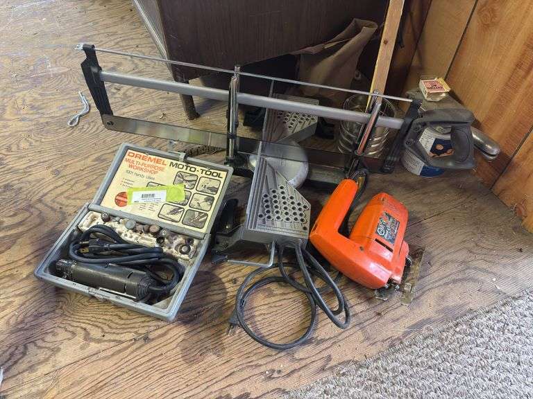 Miter box, jigsaw, Dremel tool image