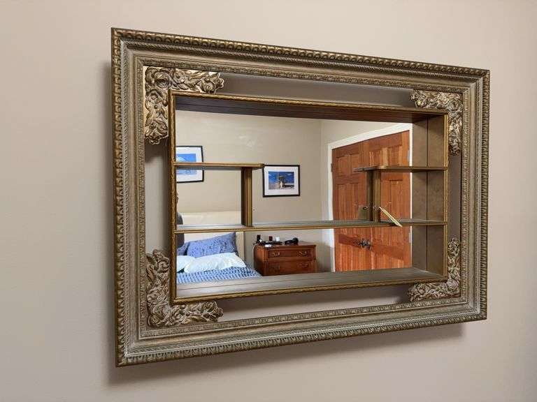 Wall mirror w/shelves 42 x 30 image