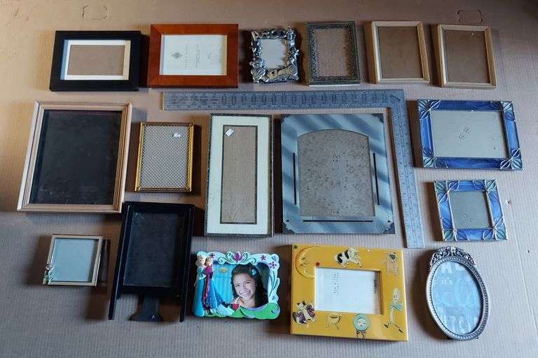 Empty picture frames, vintage and modern, fancy and simple image