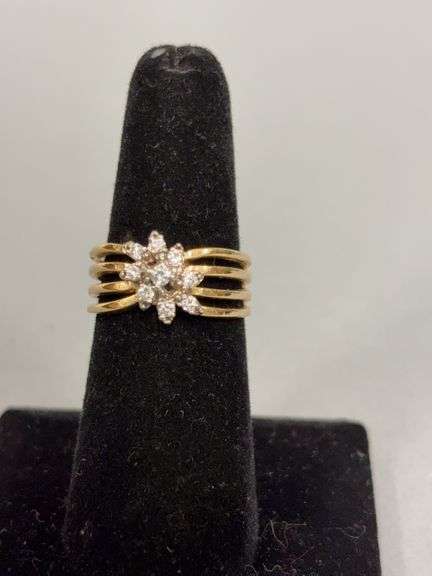 Women’s diamond ring size 6.75 Marked 14KP .20FI image