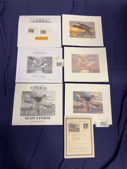 Three S/N Federal Duck Stamp Prints and Stamps 02/03, 03/04,  04/05 image