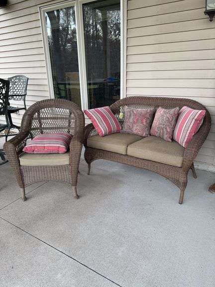 54" wicker loveseat and chair set image