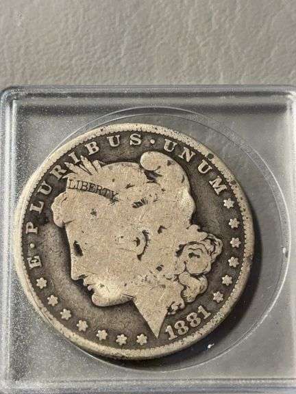 Morgan silver dollar 1881, SF mint mark image