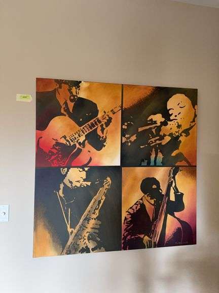 48 x 48 jazz quartet canvas print by Bustamante image