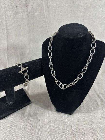 Sterling chain and matching bracelet 60 g total weight image