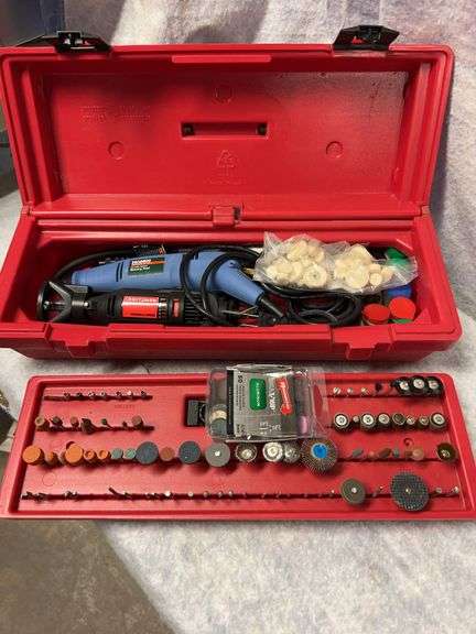 Tool Shop angle grinder accessory kit for 4 1/2 in grinder, Craftsman rotary tool kit includes bits, grinding wheels, sanding, discs, felt wheels, compound and wire wheels, socket and tool set image