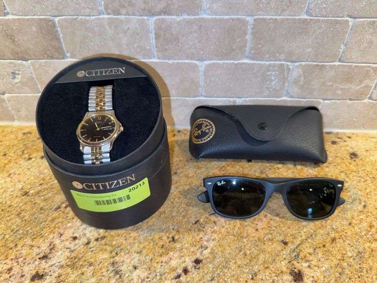 Citizen watch and Ray-Ban sunglasses image