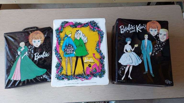 Vintage Barbie Doll Trunks Travel Cases (2 large, 1 slim) image