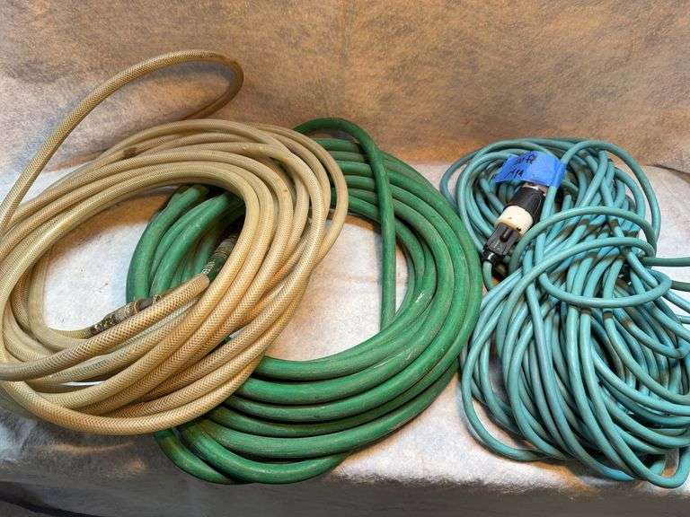 Lot with 2 each Frame Pro 751 XP framing nailers, Hitachi stapler, two air hoses, 100 ft, 14 gauge extension cord. image