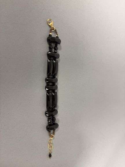 Vintage black glass bracelet, no markings image