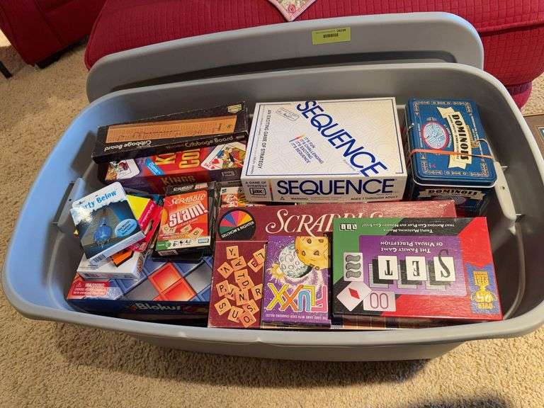 Large tote of board games, card games etc... image