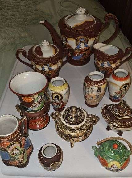 Asian Influence China and Pottery, hand-painted image