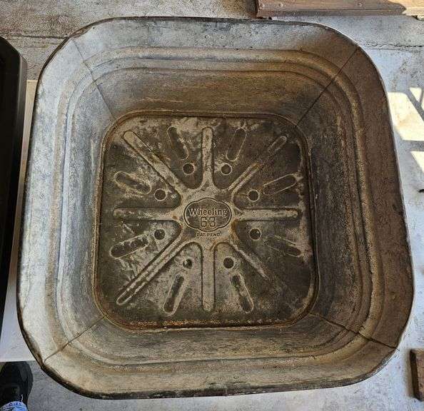 Square galvanized wash tub, Wheeling 63, 23"W&L x 11"D image