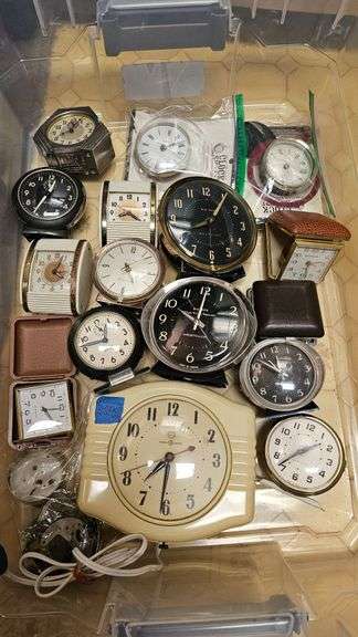 Alarm clocks, mantle clocks, clock parts of all kinds image