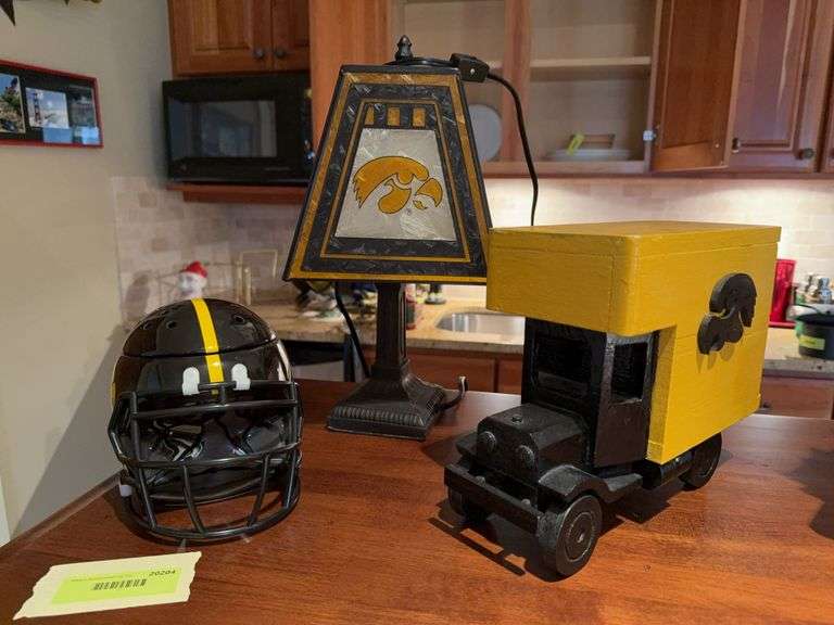Wood Hawkeye truck w/ postal box rear door, lamp and Scentsy football helmet warmer image