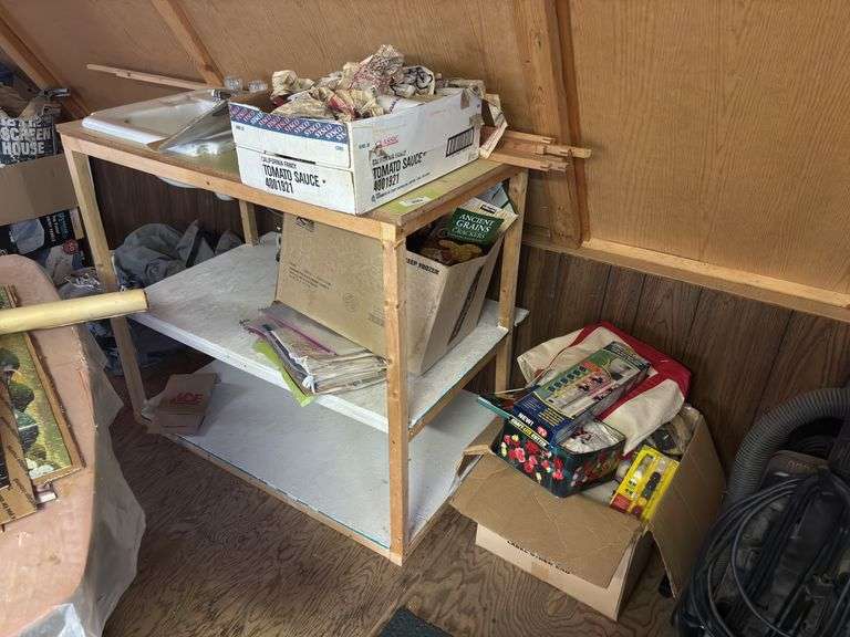 Workbench with built-in sink and some craft items image