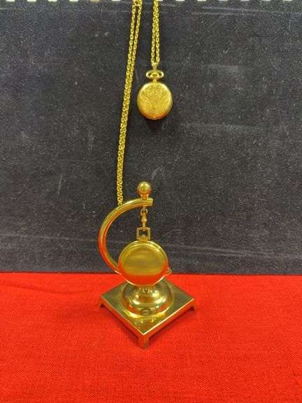 Aspen pocket watch and  Majestime 17 jewel pocket watch, with stand image