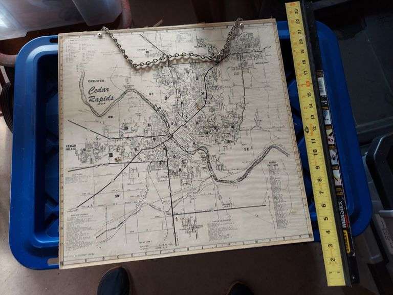 Map of Cedar Rapids mounted with acrylic & chain hanger image