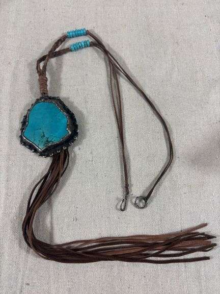 Large leather strung statement necklace image