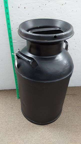 10-gal Black Milk Can with lid, BUHL heavy duty, 24"H x 13"dia image