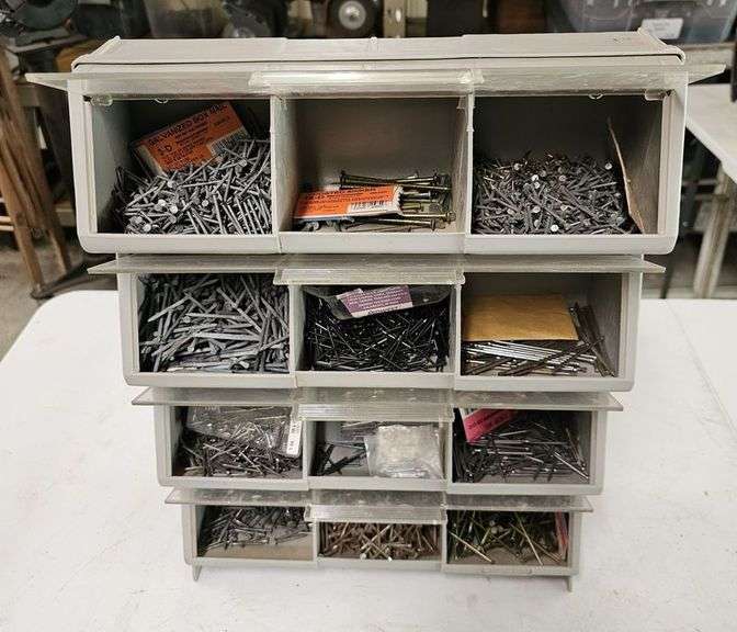 2 small parts Bin organizers with contents, dimensions for both 18.5"H x 14"W x 5"D(ext) image