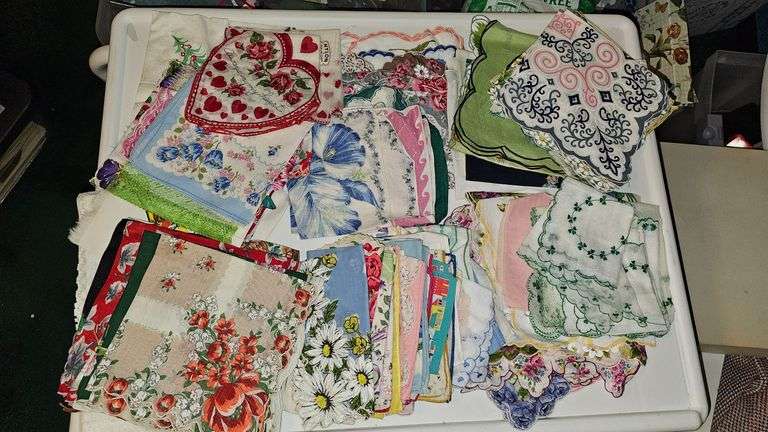 Womens fancy hankies, table linens and handiwork image
