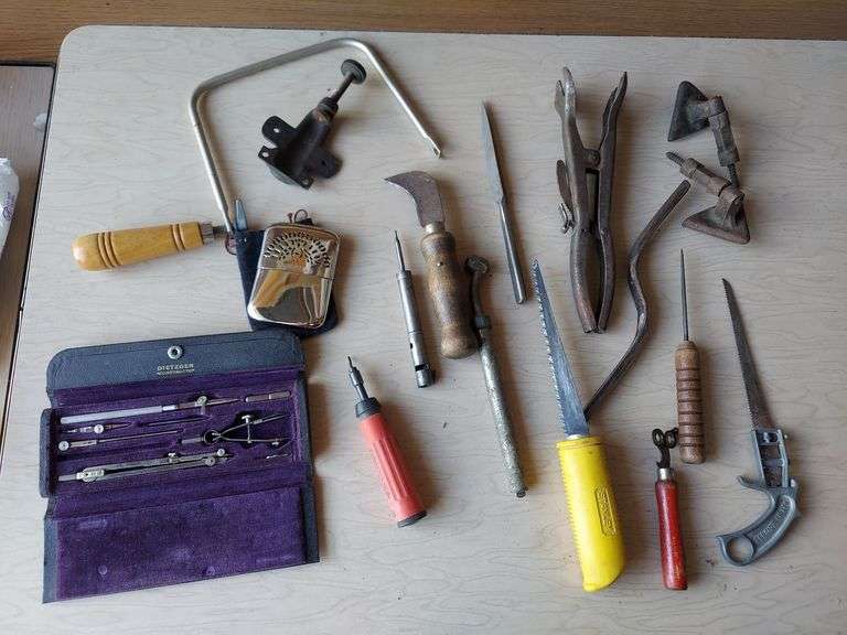 Various hand tools as shown with tool box image