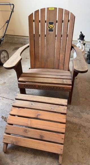 Iowa Hawkeye Adirondack chair and footstool image