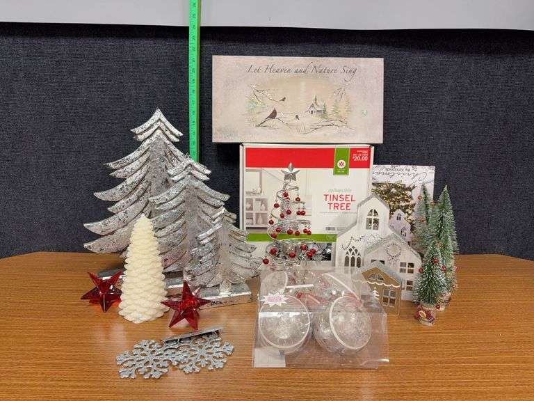 Silver and red Christmas decor image