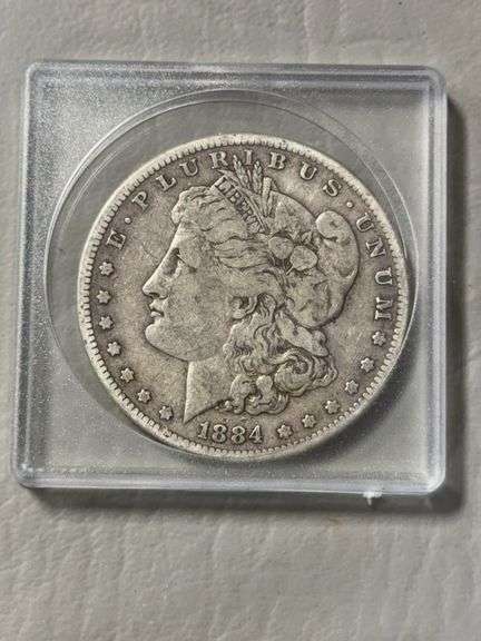 Morgan silver dollar  1884, SF mint mark image