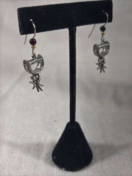 Sterling spur earrings with moving rowells - 6 g total weight image