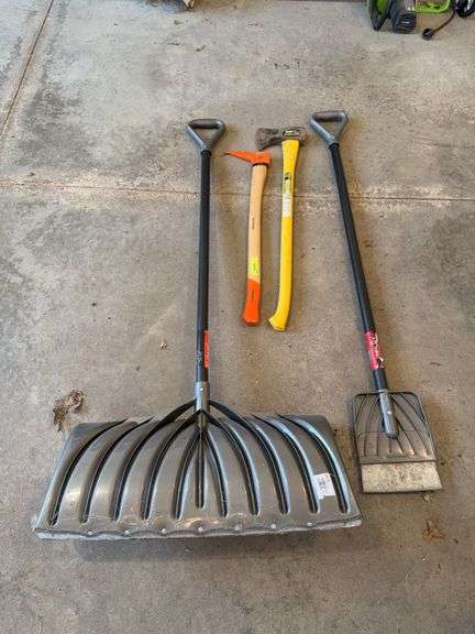 Axe, pick, snow shovel and spud image