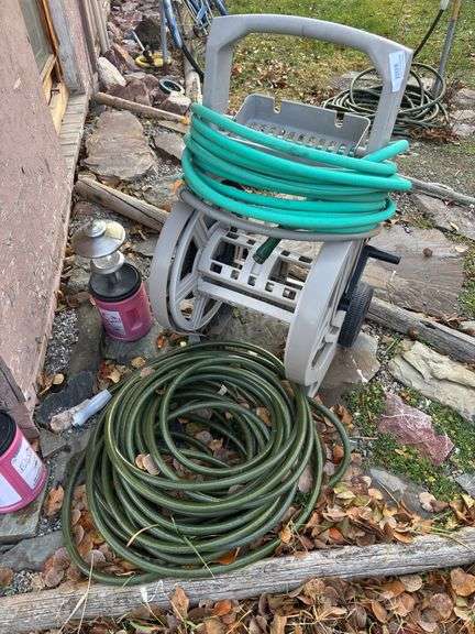 Hose reel and three hoses image