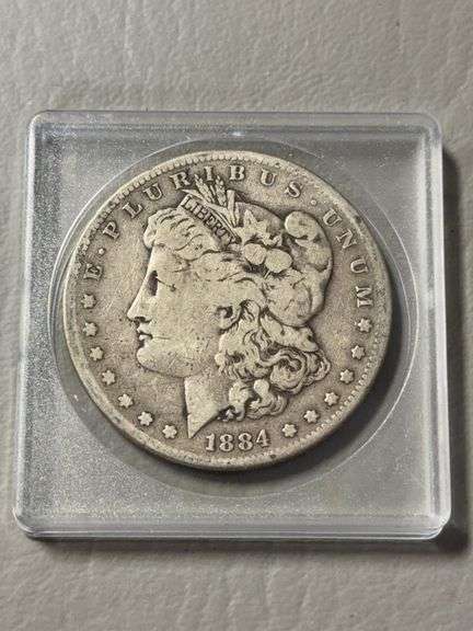 Morgan silver dollar  1884, SF mint mark image