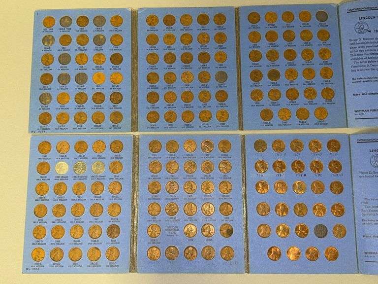 Two Lincoln Head Cent coin books Collection 1909 to 1940 Number one (79 coins) and Collection starting 1941 Number two (87 coins) image