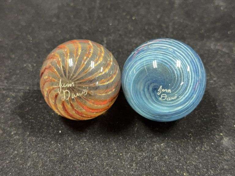 Two glass orbs, both engraved ??? image