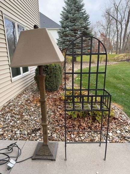 20" wide x 60" tall planter stand and outdoor floor lamp image