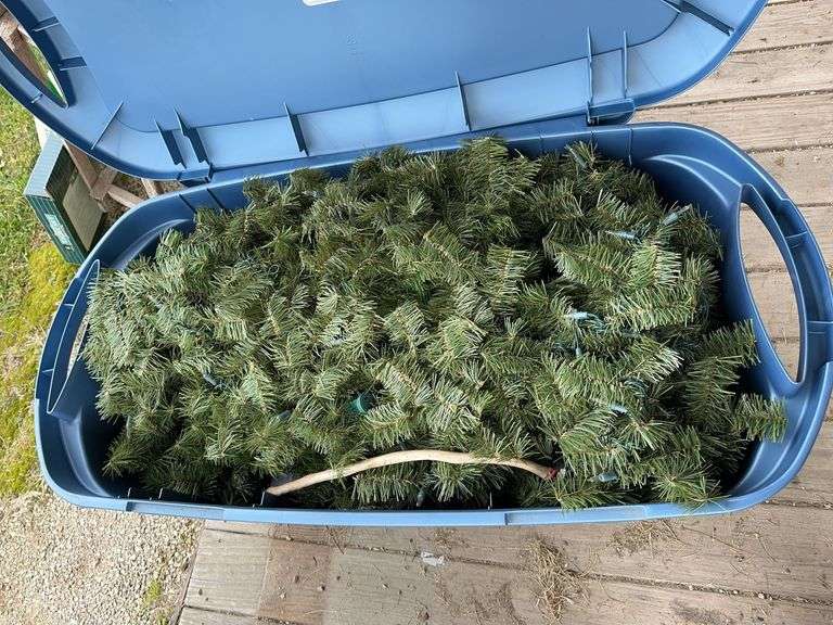 Large tote of prelit garland and lots of lights image