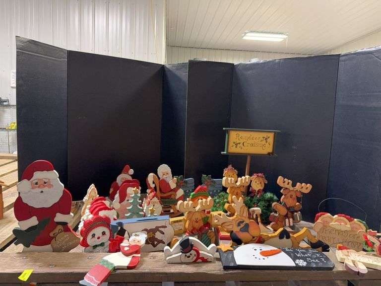 Many pieces handmade and painted wooden Christmas decor image