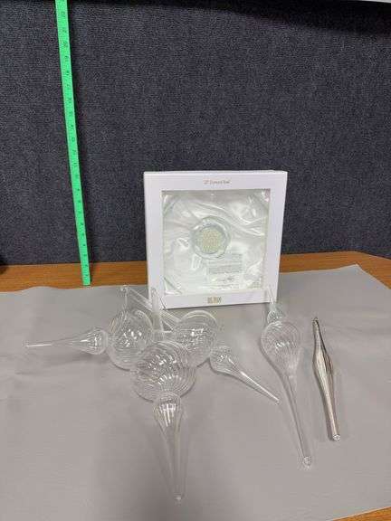 Clear glass ornaments and Oleg Cassini 10” diamond bowl image