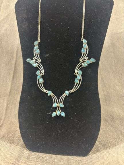 Larimar and Sterling necklace 46.3 g total weight image