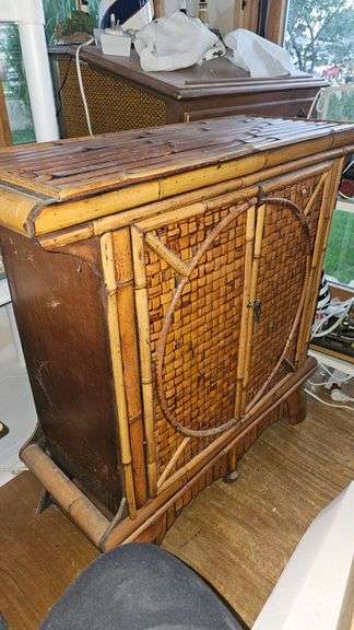 Bamboo Rattan Bar Cabinet (reed/wicker) 29.5"H x 29"W x 11"D image
