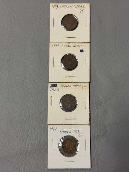 Four Indian Head cents-1882, 1899, 1905 and 1906 image