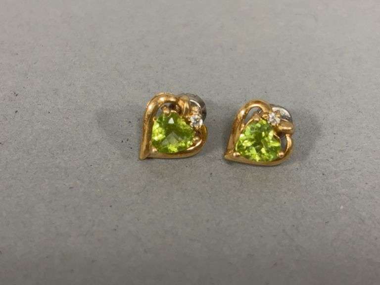 Peridot? and diamond? post earrings image