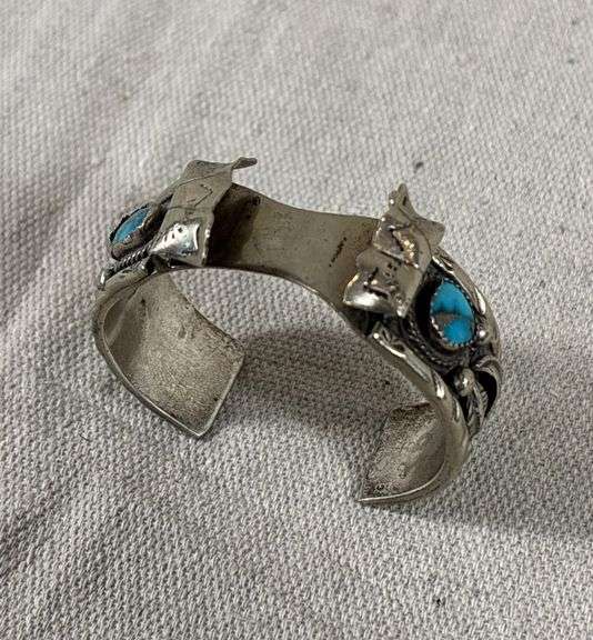 Sterling and turquoise watch cuff 52 g total weight image