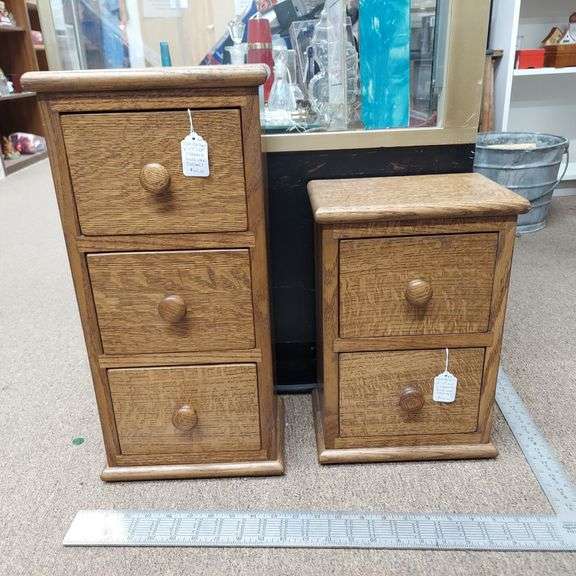 Pair of small Oak Drawers, handmade solid wood construction, sturdy & nice image