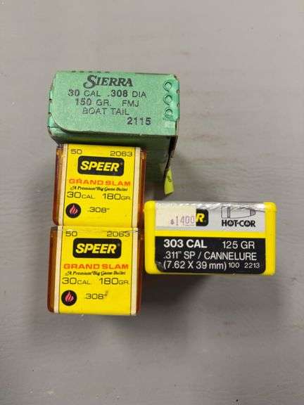 4 boxes assorted 30 caliber bullets image